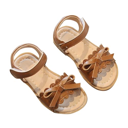 BIISDOST Kinder Mädchen Sandale Sommer Einfarbig Gummisohle Alternative Vamp Metallschnalle Geburtstag Party Schule Sandstrand Sommer Schuhe Kind (Brown, 23.5 Infant) von BIISDOST