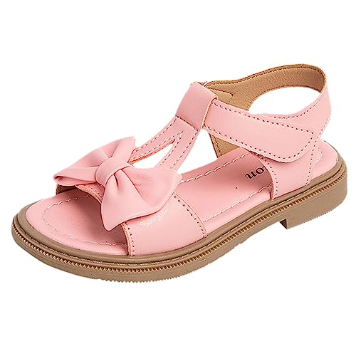 BIISDOST Kinder Mädchen Sandalen Offene spitze Knöchelriemen Kleid Schuhe Hochzeit Party Für Kleinkind Kinder Bowknot Prinzessin Schuhe Baby Schuhe (Pink, 35 Big Kids) von BIISDOST