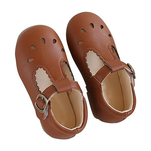 BIISDOST Kindersandalen Frühling/Sommer Feste weiche Sohle Hohle Metallschnalle Wanderschuhe Party Geburtstag Schule Rutschfeste Baby Hausschuhe (Brown, 19 Infant) von BIISDOST