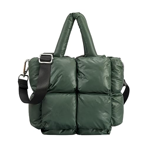 BIISDOST Kleine Damen-Einkaufstasche, Winter-weiche Umhängetasche, Daunen-Umhängetasche, Damen-Handtasche Sportshorts Damen Mit Taschen (Green, One Size) von BIISDOST