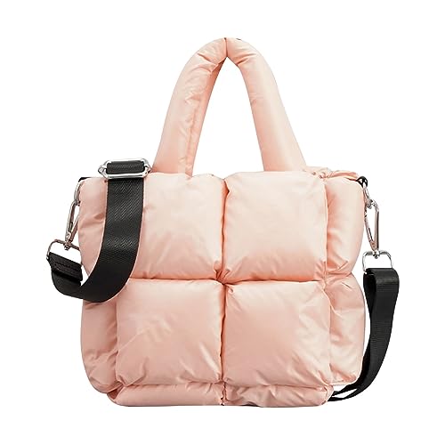 BIISDOST Kleine Damen-Einkaufstasche, Winter-weiche Umhängetasche, Daunen-Umhängetasche, Damen-Handtasche Sportshorts Damen Mit Taschen (Pink, One Size) von BIISDOST