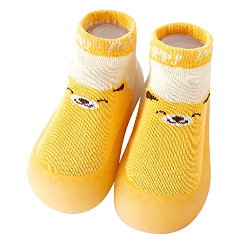 BIISDOST Krabbelschuhe Baby 18/19 - Bodensocken Lauflernschuhe Mädchen Junge Kleinkind Schuhe Babysocken Weichen Sohle Cartoon Sommer Babyschuhe Rutschfest Sockenschuhe Krabbelschuhe von BIISDOST