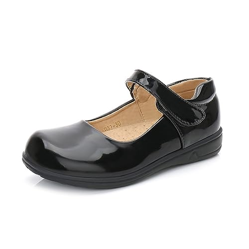 BIISDOST Lederschuhe für Kinder und Mädchen, Frühling/, einfarbig, Flacher Boden, niedriger Schaft, Einzelschuh, Party, Geburtstag, Schule, Auftritt Blau (Black, 29 Little Child) von BIISDOST