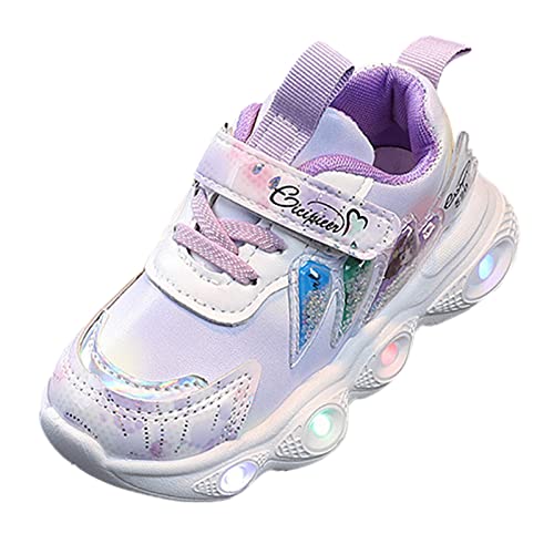 BIISDOST Licht auf LED Babyschuhe Kinderschuhe Sandalen mit weichen Sohlen Kinder Strandschuhe Sandale Casual Cartoon Duck Schuhe Kinder Leuchtschuhe (zjsjm-E-Purple, 30) von BIISDOST