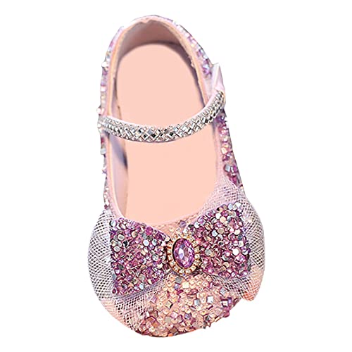 BIISDOST Mädchen-Kleidschuhe, niedliche Schleife, Mary-Jane-Schuhe, Ballerina mit Satin-Knöchelband, für Hochzeit, Geburtstag, Party Mädchensandalen (Purple, 23 Infant) von BIISDOST