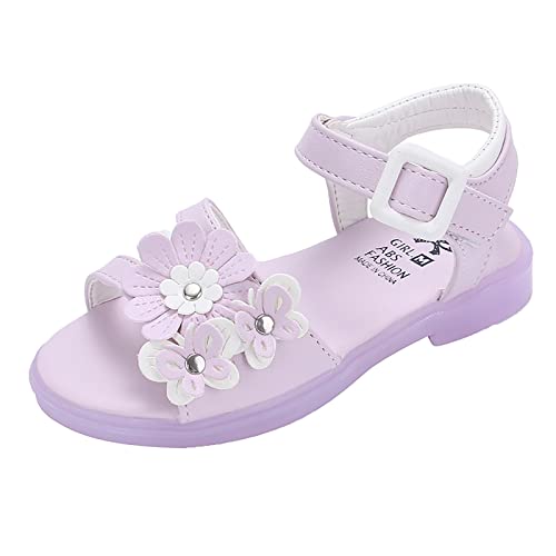 BIISDOST Mädchen Sandalen Prinzessin Schuhe Schleife Knoten Kinder Offene Spitze Weiche Sohle Gebrochene Blumenmädchen Schuhe Schuhe Für Kinder (Purple, 27.5 Little Child) von BIISDOST