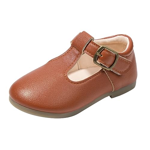 BIISDOST Mädchenschuhe, kleine Lederschuhe, einzelne Schuhe, Kinder, Tanzschuhe, Mädchen-Performance-Schuhe Light (Brown, 19 Infant) von BIISDOST