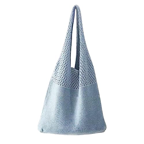 BIISDOST Mesh-Handtasche, Einkaufstasche, Mesh, ausgehöhlte Strandtasche, gestrickt, eine Schultertasche für Damen Reißverschluss Für Taschen (C, One Size) von BIISDOST