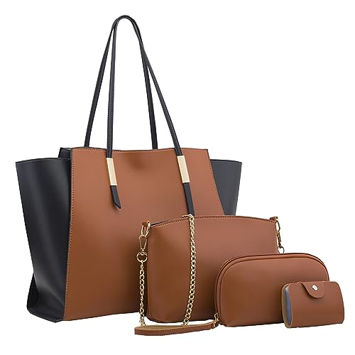 BIISDOST Mode Dame dreiteilige Umhängetasche Brieftasche Umhängetasche Umhängetasche Autositz Halterung Für Taschen (Brown, One Size) von BIISDOST