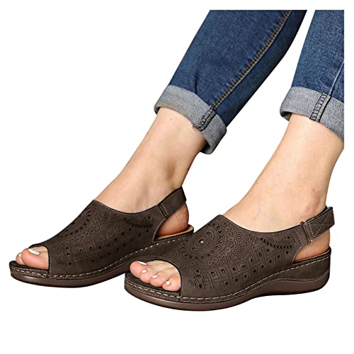 BIISDOST Mode Zehen atmungsaktive Keile Schuhe Beach Sommer Sandalen hohl Frauen Frauen Sandalen Damenschuhe 43 Weite H (Brown, 37) von BIISDOST