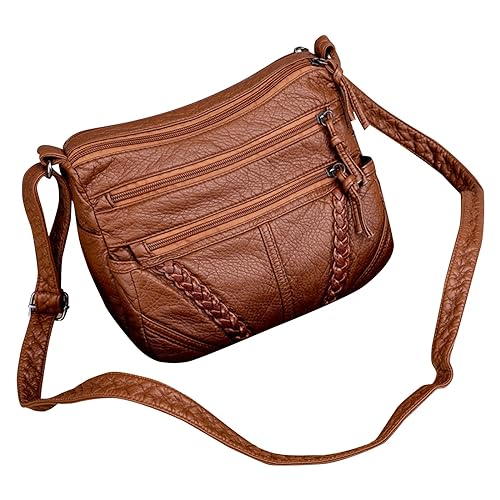 BIISDOST Modische Damen-Umhängetasche aus einfarbigem mit großer Kapazität und Messenger-Tasche Gartenschürze Mit Taschen (Brown, One Size) von BIISDOST