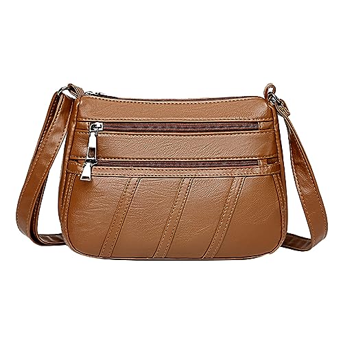 BIISDOST Modische Damen-Umhängetasche aus einfarbigem mit großer Kapazität und Messenger-Tasche Trainings Taschen Männer (Brown, One Size) von BIISDOST