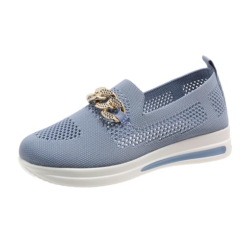 BIISDOST Modische Sommer-Damen-Turnschuhe, Streifen, Mesh, atmungsaktiv, bequem, lässig Damenschuhe 37 (Blue, 42) von BIISDOST