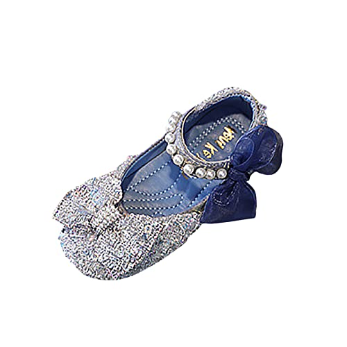 BIISDOST Performance Tanzschuhe für Mädchen Kinderschuhe Perle Strass glänzende Kinder Prinzessin Schuhe Baby Mädchen Schuhe für Party und Hochzeit Baby Lauflernschuh (Blue, 31) von BIISDOST