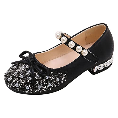 BIISDOST Performance Tanzschuhe für Mädchen Kinderschuhe Perle Strass glänzende Kinder Prinzessin Schuhe Fahrrad Sandalen Damen (Black, 28 Little Child) von BIISDOST