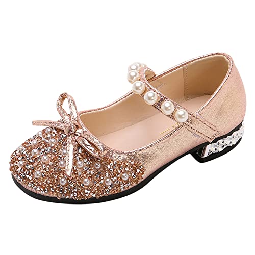 BIISDOST Performance Tanzschuhe für Mädchen Kinderschuhe Perle Strass glänzende Kinder Prinzessin Schuhe Fahrrad Sandalen Damen (Pink, 34 Big Kids) von BIISDOST