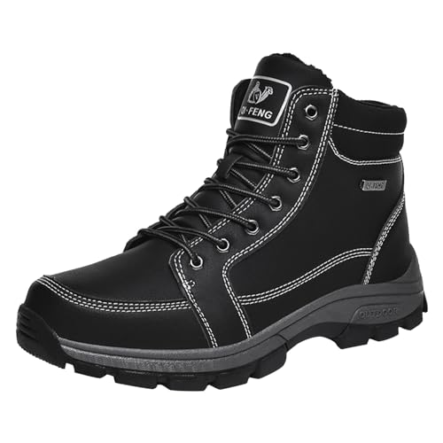 BIISDOST Plüsch warme Baumwollschuhe tragen und rutschfeste Schneestiefel Fünf-Finger-Baumwollschuhe Outdoor-Sportschuhe Herren- und Damen-Wanderschuhe Fahrrad Schuhe Herren Wasserdicht (Black, 45) von BIISDOST