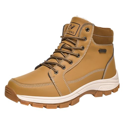 BIISDOST Plüsch warme Baumwollschuhe tragen und rutschfeste Schneestiefel Fünf-Finger-Baumwollschuhe Outdoor-Sportschuhe Herren- und Damen-Wanderschuhe Fahrrad Schuhe Herren Wasserdicht (Yellow, 48) von BIISDOST