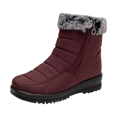 BIISDOST Plüsch warme Baumwollschuhe tragen und rutschfeste Schneestiefel Fünf-Finger-Baumwollschuhe Outdoor-Sportschuhe Herren- und Damen-Wanderschuhe Klein Schuhe Herren Schwarz (Red, 37) von BIISDOST