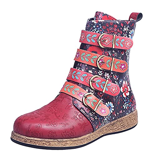 BIISDOST Retro-Stiefeletten Für Damen Mit Absatz Ankle Boots Ethnischen Stil Halbstiefel Blockabsatz Knöchelstiefel Winter Stiefel Cowboy Boots Absätzen und dickem Absatz Farblich Winterstiefel BIISDOST Retro-Stiefeletten Für Damen Mit Absatz Ankle Boots Ethnischen Stil Halbstiefel Blockabsatz Knöchelstiefel Winter Stiefel Cowboy Boots Absätzen und dickem Absatz Farblich Winterstiefel von BIISDOST