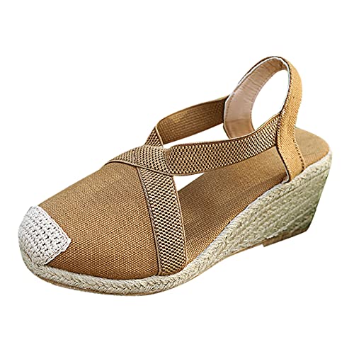 BIISDOST Sandalen Damen Plateau Flach Schwarz: Römersandalen Keilsandalen Sommer Arbeitsschuhe Damensandalen mit Keilabsatz Sommersandalen Espadrilles Sandaletten Rutschfest Strandsandalen von BIISDOST