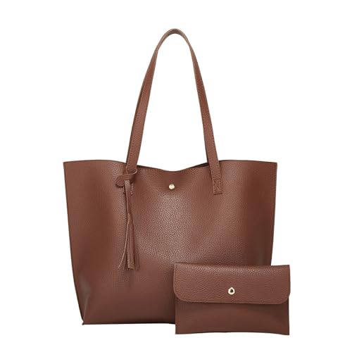 BIISDOST Solide Quasten-Muttertasche, große Kapazität, eine Schultertasche, Einkaufstasche Nähbuch Taschen Für Anfänger (Brown, One Size) von BIISDOST