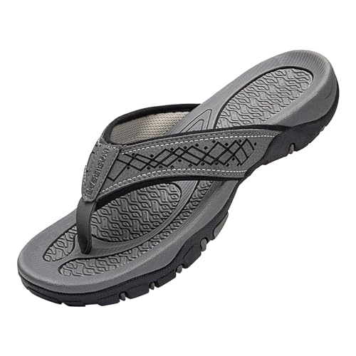 BIISDOST Sportliche Flip-Flops für Herren, lässige Tanga-Strandsandalen, Übergröße, Strandhausschuhe für Herren, Strandhausschuhe für Herren O Herren Schuhe (Grey, 41) von BIISDOST