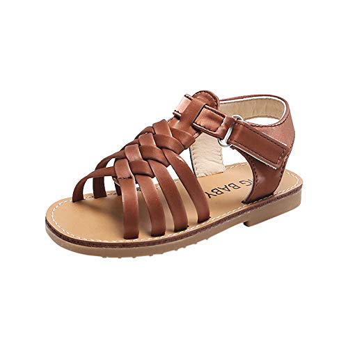 BIISDOST Strand Baby Kleinkind Kinder Sandalen Gurt Schuhe überquert Mädchen Schuhe Sandale Barfuß Kind (Brown, 23 Toddler) von BIISDOST