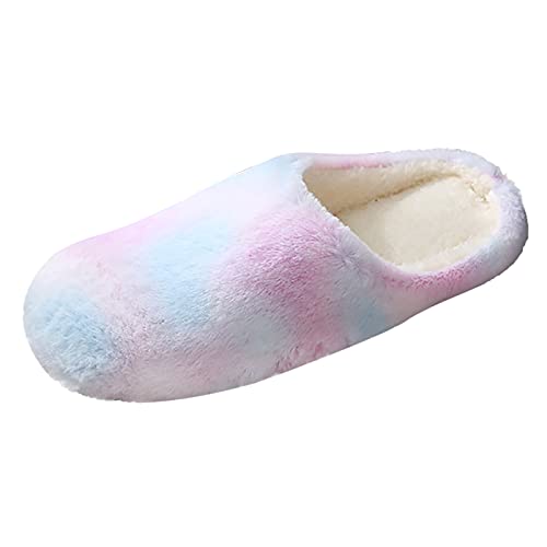 Schuhe Damen Sportschuhe Feste Schuhe Damen Mehrfarbiger Samt für Damen Hausschuhe Schuhe Tie-Dye Toe Slippers Round Plus für Damenhaus Damenhausschuhe Glitzer Schuhe Mit Absatz Für (Purple, 40-41) von BIISDOST