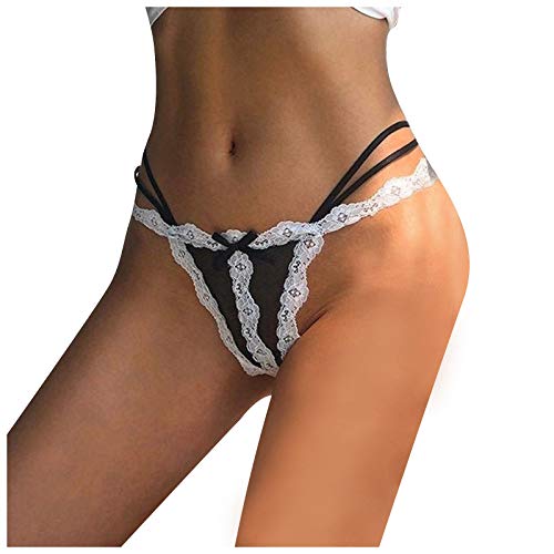 Tanga Damen Sexy Spitze Stringtangas ReizwäSche HöSchen Sexy UnterwäSche High Taille Tief Sitzender Erotisch Dessous Graphic Floral Lace Stringtangas Slips Soft Panties Unterhose Spitzenslips von BIISDOST