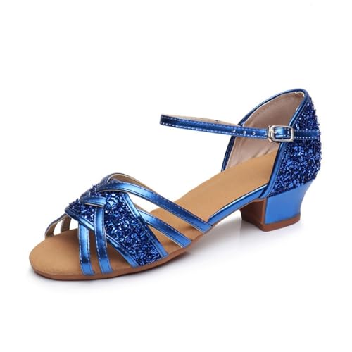 Tanzschuhe Kinder Mädchen Latein, Sandalen Sommerschuhe Glitzer Elegant Kleid Schuhe Party Schuhe Mit Absatz Tanzschuhe Open Toe Sommer Prinzessin Schuhe Hochzeitsschuhe Gr.25-32 von BIISDOST