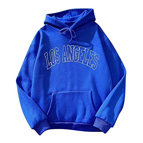 BIKETAFUWY Kapuzenpullover Damen LOS Angeles Sweatshirt Oversize Langarmshirt Oberteile Teenager Mädchen Lose Fleece Futter Hoodie Pullover Sweatjacke mit Kapuze Hooded Pulli Outwear Winter von BIKETAFUWY