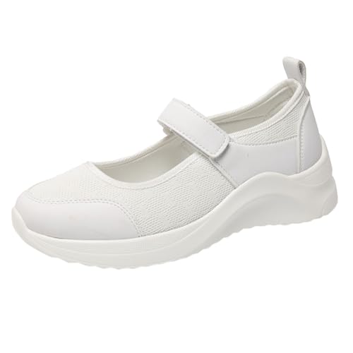 Orthopädische Damenschuhe aus atmungsaktivem Netzstoff, bequem, schick, Sommer, leicht, Sneaker, modisch, bequem, flache Mokassin, Sneaker, ohne Schnürsenkel, Laufen, Walking, Ballerinas, 01 weiß, 38 Orthopädische Damenschuhe aus atmungsaktivem Netzstoff, bequem, schick, Sommer, leicht, Sneaker, modisch, bequem, flache Mokassin, Sneaker, ohne Schnürsenkel, Laufen, Walking, Ballerinas, 01 weiß, 38 von BIKETAFUWY