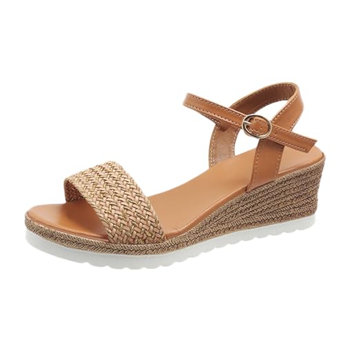 Sandalen Damen Sommer Anti-Rutsch keilsandalen Slingback Muffin Weiche Sohle Sommerschuhe Strandschuhe Sommerschuhe Damensandalette Peep Toe Freizeitschuhe Komfortables Sommersandalen von BIKETAFUWY