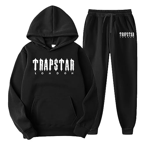 Trapstar Anzug Herren Trapstar Jogginganzug 2-teilig Herbst Leichte Trapstar Logo Trainingsanzug Sportanzug Tracksuit Unisex Jogging Anzug Set mit Hoodie und Hose Unisex Sportswear Suit S-3XL von BIKETAFUWY