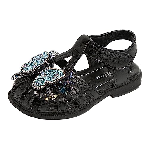 sandalen mädchen 35 mit Absatzund Klettverschluss Peep Toe Strandsandalen Prinzessin Schuhe Elegant Glänzenden Abendschuhe Bohemian Sandaletten Schmetterling Freizeitschuhe Mode Römersandalen von BIKETAFUWY