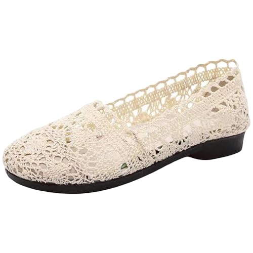 Damen Ballerina Spitze Slip On Strick Kleid Flache Schuhe Runde Zehe Sommerschuhe Leicht Bequem rutschfest Outdoor Walking Schuhe Elegant für Frauen gr 38 Damen Ballerina Spitze Slip On Strick Kleid Flache Schuhe Runde Zehe Sommerschuhe Leicht Bequem rutschfest Outdoor Walking Schuhe Elegant für Frauen gr 38 von BILIKEYU