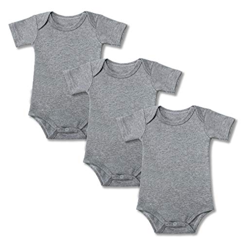 BINIDUCKLING Baby Jungen Body Kurzarm 3-Pack Grau 6 Monate von BINIDUCKLING