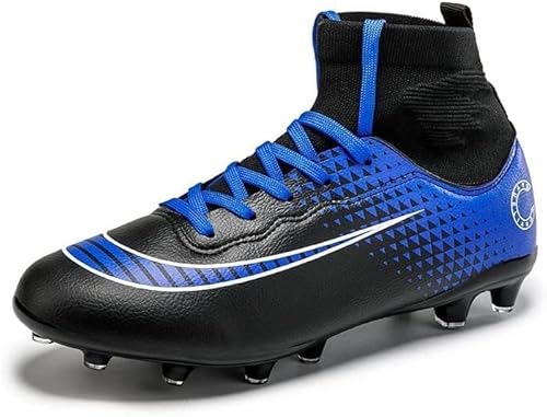 BINQER Fußballschuhe for Herren – Professionelle Fußballschuhe for Training und Spiele auf Rasen, Außen- und Innenflächen Fußballausrüstung (Color : 22025-black Blue, Size : 43 EU) von BINQER