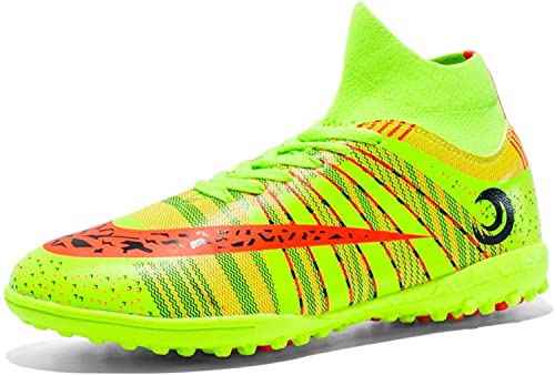 BINQER Herren-Fußball, bequem, atmungsaktiv, rutschfest, langlebig, Jugend-Fußball, Training, Sport, Schnürsenkel, Kunstrasen, Outdoor-Spikes Fußballausrüstung(Color:Green 1 R,Size:41 EU) von BINQER