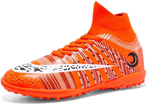 BINQER Herren-Fußball, bequem, atmungsaktiv, rutschfest, langlebig, Jugend-Fußball, Training, Sport, Schnürsenkel, Kunstrasen, Outdoor-Spikes Fußballausrüstung(Color:Orange 1 R,Size:39 EU) von BINQER