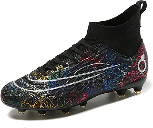 BINQER Herren-Fußballschuhe, Stiefel, Stollen, High-Top-Spike-Fußballschuhe, Outdoor-Training, Teenager, atmungsaktive Turnschuhe, Fußballschuhe Fußballausrüstung(Color:Noir 1 T,Size:44 EU) von BINQER