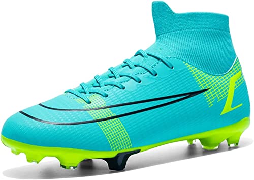 BINQER Herren-Fußballschuhe, Wettkampf-Spikes, hohe Spitzen, professionelle Outdoor-Sport-Fußballschuhe, Trainingsschuhe for Erwachsene, Rasen tragende Fans, Fußballschuhe Fußballausrüstung(Color:Blue von BINQER