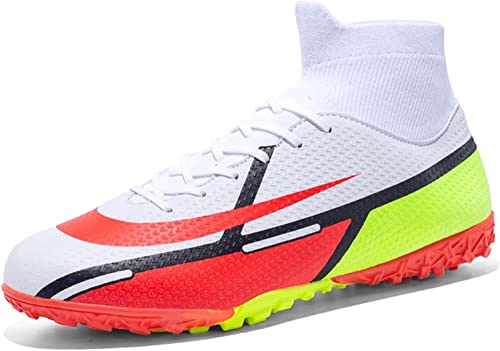 BINQER Herren-Fußballschuhe, Wettkampf-Spikes, hohe Spitzen, professionelle Outdoor-Sport-Fußballschuhe, Trainingsschuhe for Erwachsene, Rasen tragende Fans, Fußballschuhe Fußballausrüstung(Color:Whit von BINQER