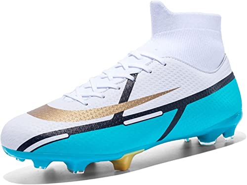 BINQER Herren-Fußballschuhe, Wettkampf-Spikes, hohe Spitzen, professionelle Outdoor-Sport-Fußballschuhe, Trainingsschuhe for Erwachsene, Rasen tragende Fans, Fußballschuhe Fußballausrüstung(Color:Whit von BINQER