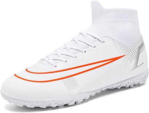 BINQER Herren-Fußballschuhe, Wettkampf-Spikes, hohe Spitzen, professionelle Outdoor-Sport-Fußballschuhe, Trainingsschuhe for Erwachsene, Rasen tragende Fans, Fußballschuhe Fußballausrüstung(Color:Whit von BINQER