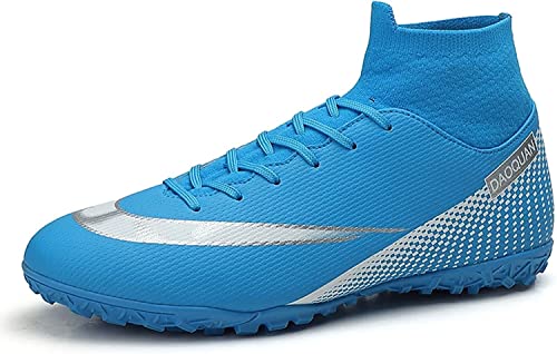 BINQER Herren-Fußballschuhe, professionelle Nagel-Jugend-Fußball-Match-Schuhe, Schnürsenkel, Training, Fußballfans, Sportschuhe Fußballausrüstung(Color:Blue2 R,Size:40 EU) von BINQER