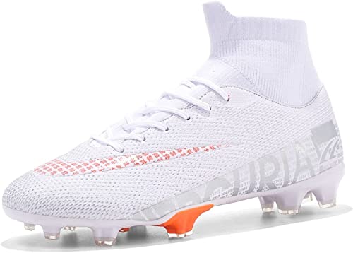 BINQER Herren-Fußballschuhe, professionelle Nagel-Jugend-Fußball-Match-Schuhe, Schnürsenkel, Training, Fußballfans, Sportschuhe Fußballausrüstung(Color:White T,Size:36 EU) von BINQER