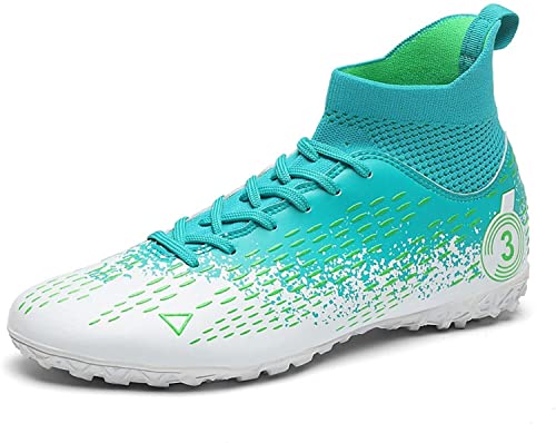 BINQER Herren-Fußballschuhe, rutschfeste und verschleißfeste Outdoor-Spikes, Wettkampf-Trainingsschuhe, Sportschuhe, Studenten-Fußballschuhe, Rasen-Trainingsschuhe Fußballausrüstung(Color:Cyan R,Size: von BINQER