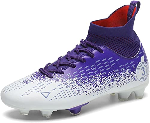 BINQER Herren-Fußballschuhe, rutschfeste und verschleißfeste Outdoor-Spikes, Wettkampf-Trainingsschuhe, Sportschuhe, Studenten-Fußballschuhe, Rasen-Trainingsschuhe Fußballausrüstung(Color:Purple T,Siz von BINQER